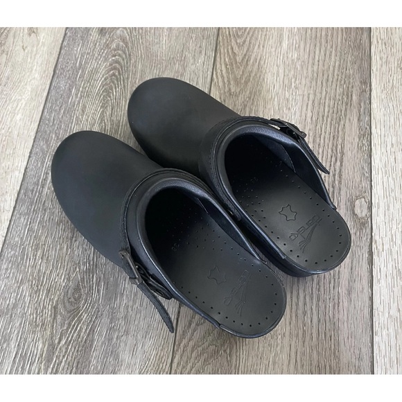 NWOB $125 Dansko Ingrid Black Oiled Leather Comfort Mule Clogs EU38 US 7.5/8 - Picture 5 of 16